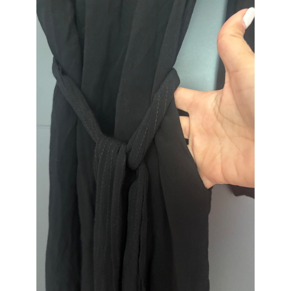Banana Republic Womens Black Long Sleeve V-Neck Belted Mini Dress Size 4 Pockets - Picture 3 of 6